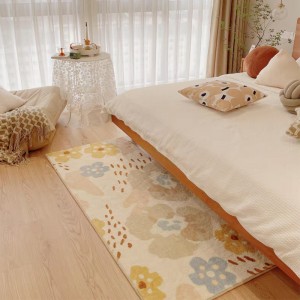 Imitation cashmere flower long plush easy to clean absorbent non-slip foot pad