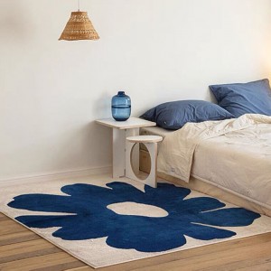 Modern minimalist abstract flower imitation cashmere carpet floor mat bedside rug