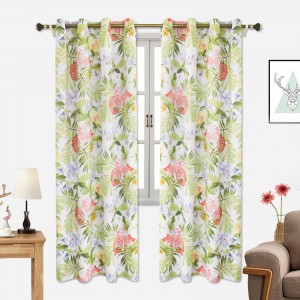 Printed Curtains Blackout Insulation Floral Pastoral American Grommet Curtains