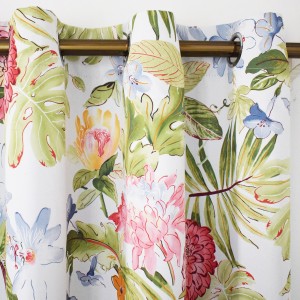 Printed Curtains Blackout Insulation Floral Pastoral American Grommet Curtains