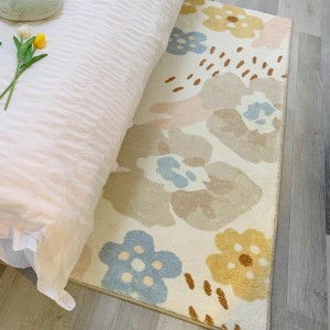 Imitation cashmere flower long plush easy to clean absorbent non-slip foot pad