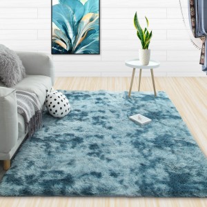Modern tie-dye carpet long wool Nordic style rectangular bedroom bedside floor mat