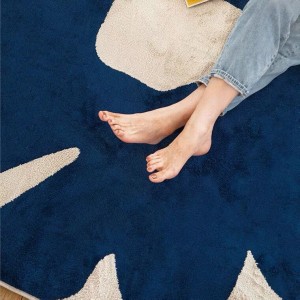 Modern minimalist abstract flower imitation cashmere carpet floor mat bedside rug