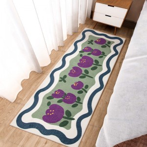 Flower pattern long carpet bedside blanket pastoral home decoration thickened foot pad