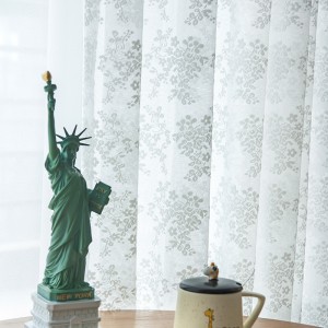 Small Floral Window Screens Pastoral American White Floral Transparent Lace Curtains