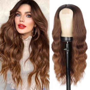 Wholesale women’s gradient color large wave wavy synthetic wigs for daily use