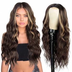 Wholesale women’s gradient color large wave wavy synthetic wigs for daily use