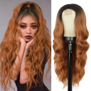 Wholesale women’s gradient color large wave wavy synthetic wigs for daily use