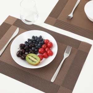 Woven Placemats, Vinyl Non-Slip Insulation Placemat Washable Table Mats,  Vintage Plastic PVC Placemat, Easy to Clean Wipeable Crossweave Woven