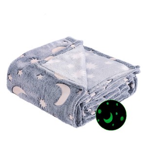 ready to ship Luminous blanket new product best selling items Striped flannel fleece sofa glow in the dark blanket