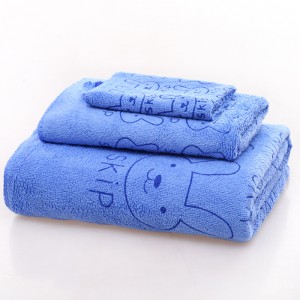 Microfiber Square Towel Bath Towel 3pcs Bunny Cartoon Print Beach Towel Set