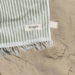 Wholesale 100% Cotton Beach Towels With Logo Custom Print Large Size Blue Stripe Beach Towels
