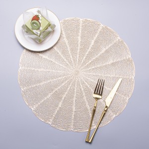 Manufactures PVC Hollow Placemat Gold Flowers Heat Insulation Place Mat Table Mats Sets Household Hotel