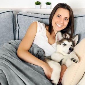 TEX-CEL ODM Polyester Reversible Weighted Light Grey Dog Waterproof Pet Blanket