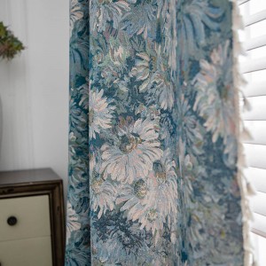 Chic Design Window Panel American woven paint flower Jacquard Curtain