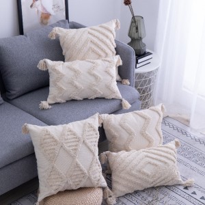 Cotton Wholesale Home Decorative Woven Throw Pillow Covers Boho Tassel Tufted Luxury Macrame Boho Pillow Covers