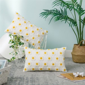 Daisy Sunflower Plumeria Cotton Waist Pillow Sofa Pillow Cushion Cover Embroidery