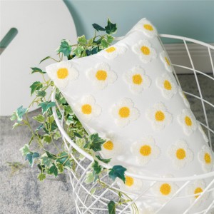 Daisy Sunflower Plumeria Cotton Waist Pillow Sofa Pillow Cushion Cover Embroidery