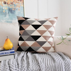 Fabric Sofa Pillow Geometric Triangle Embroidered Pillowcase Pillow