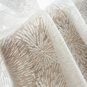 Geometric Fireworks White Woven Lace Sheer Curtain Flower Rod Gauze