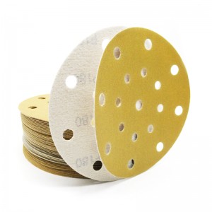 Abrasive sanding discs golden 6inch 150mm 17holes hook and loop sand paper for polishing auto putty abrasive tool