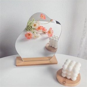 Korean style Makeup Mirror Ins Irregular Acrylic Decorative Mirror Wooden Base Cosmetic de maquillaje vanity mirror
