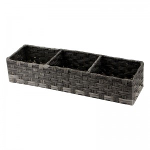 Recommend Concise and Modern Mat Woven Multi-functional Black Combined Rectangular Storage Basket