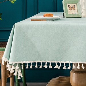 Hot Selling Factory Directly Tassel Square Tablecloth Decoration Linen Polyester Party Table cloth