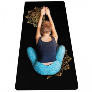 Custom Printed Exercise Fitness Mat Gym Mat Eco Friendly Non Slip Gold Printing 4mm PU Natural Rubber Yoga Mat Wholesale