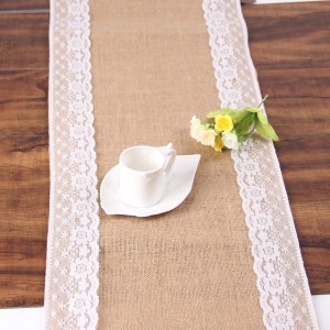 Burlap Lace Hessian Rustic Jute Wedding Party Baby Shower Dining Decoration Table Runner
