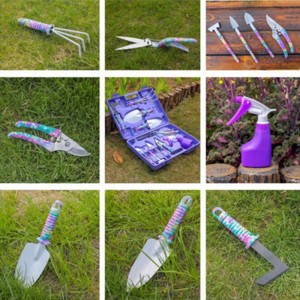 10 pcs Multifunction Purple Flower Women Plastic Box Ladies Garden Tool Set garden equipment and tools