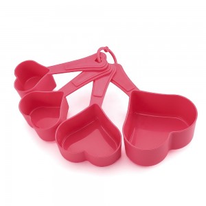 Kitchen Measuring Tools 4 Pcs Heart Shape Plastic Powder Red Measuring Spoons Cups Scoop Scale Set