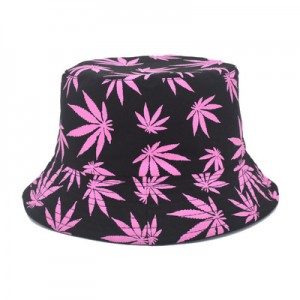 New Designer Fashion Unisex Maple Leaf Printed Reversible Fisherman Caps Logo Custom Printed Bucket Hats Wholesale