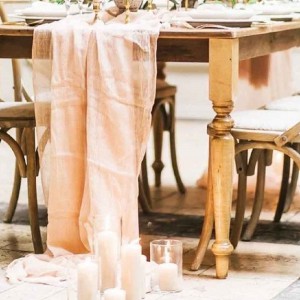 Fabric Cheesecloth Pink Cotton Decor Wedding Table Runners