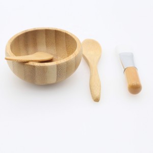 Sample Available Cute Small Skin Care DIY Cosmetic Bamboo Mask Mixing Bowl Tool Sets 4 pack with Bowl ,Brush,Blade,Mini Spoon
