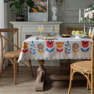Wholesale floral print event table cloth linen cotton fancy table cloth for home decor