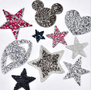 rhinestone pattern patch hot melt adhesive clothing shoes hat accessories heart five-pointed star eyes lips Resin diamond patch