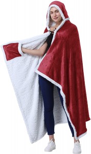 High Quality Soft Comfy Warm Wearable Oversized Sherpa Hoodie Sweatshirt Blanket for Adults Teens