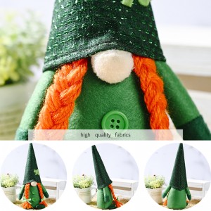 St Patricks Day Ireland Lucky Elf Doll Irish Festival Clover Plush Faceless St Patricks Gnome