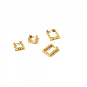 2 Sizes Square Chunky Hoop Earrings Huggies Gold Plated Earrings for Women Hip Hop Korean Minimalist Stainless Steel Jewelry Hot