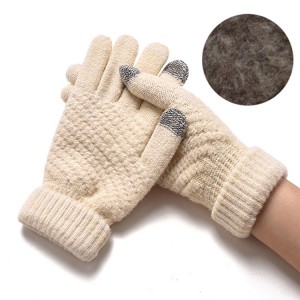 Winter Warm Knitted Full Finger Gloves Ladies Women’S Smooth Wool Gloves In Bulk