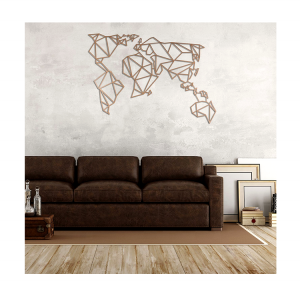 Indoor Outdoor Wall Art Decoration World Map Black Metal Hanging Home Wall Decor for Bedroom Classroom