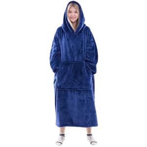 Autumn and winter multiple colors wearable plush sherpa hoodie blanket