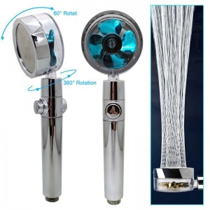 360 Degrees Rotating Rainfall fan shower head High Pressure With Small Fan Hand-held Bathroom Accessories
