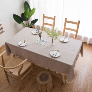 Wholesale modern grey rectangle polyester restaurant waterproof embroidered oilproof cotton linen table cloth