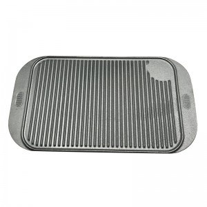 Household Thickened Cast Iron Striped Long Grill Pan Steak Uncoated Frying Pan BBQ Tray Bakeware With Horizontal Stripes