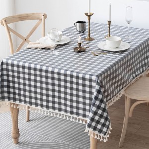 Hot Selling Factory Directly Tassel Square Tablecloth Decoration Linen Polyester Party Table cloth