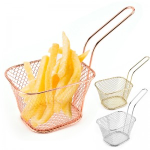 Mini Fry Basket French Fries Baskets Snack Basket Food Case Iron Square Frying Pot in Kitchen