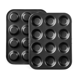 CHEFMADE Carbon Steel Bakeware 12 Cup Non-stick Round Cupcake Tray Mold Mini Muffin Pan For Oven Baking