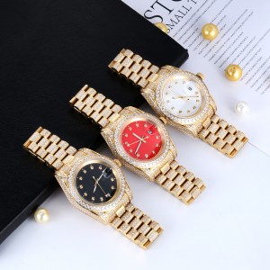 High Quality Fashion Gold Plated Wrist Luxury Mens Diamond Iced Out Custom Logo Quartz Watch For Men